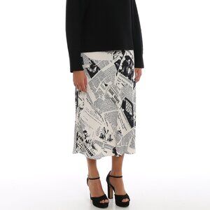 Diane Von Furstenberg Mae newspaper print Women's Crepe Skirt - XS